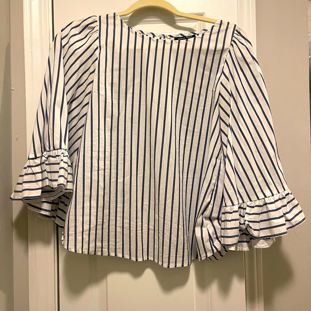 Medium Cotton blue and white stripe shirt.